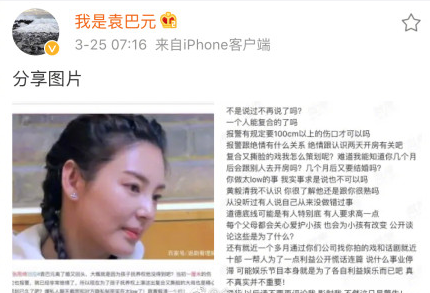 袁巴元批张雨绮卖惨：拿小孩说事 为利益谎话连篇